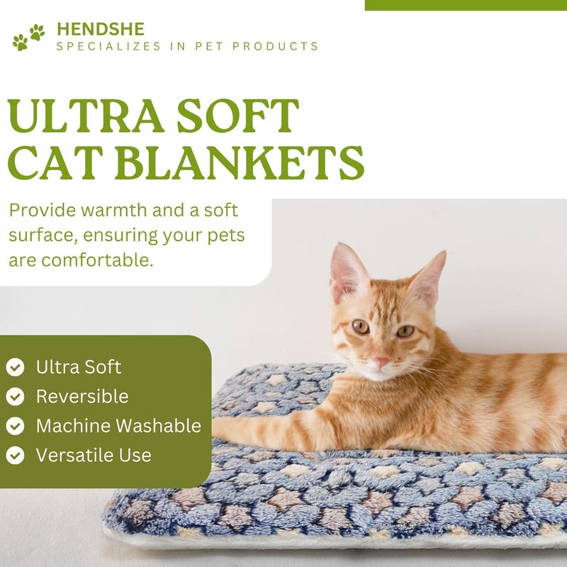 HeNdShe 2 Pack Cat Blankets for Indoor Cats, Ultra Soft Reversible Mat, Fluffy Flannel Blanket for Small Dogs and Cats, Washable Pet Pad, X-Large - Image 2